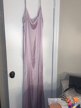 PrettyLittleThing Lilac Satin Cowl Neck Slip Dress